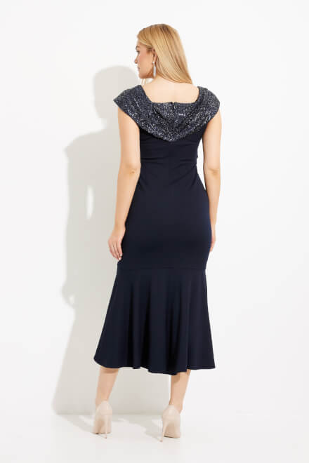 Off-Shoulder High Low Dress Style 233731. Midnight Blue. 2