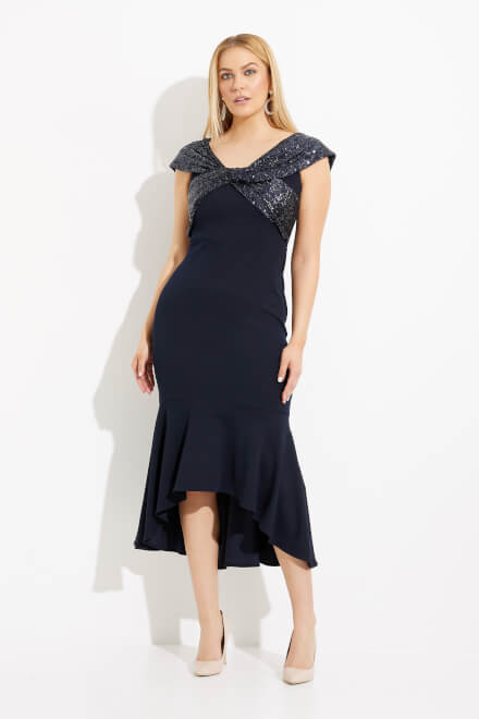 Off-Shoulder High Low Dress Style 233731. Midnight Blue. 5