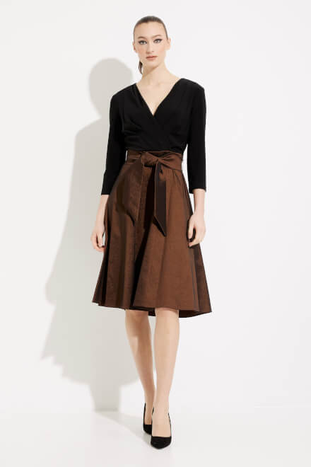 Solid & Taffeta Dress Style 233739. Black/copper