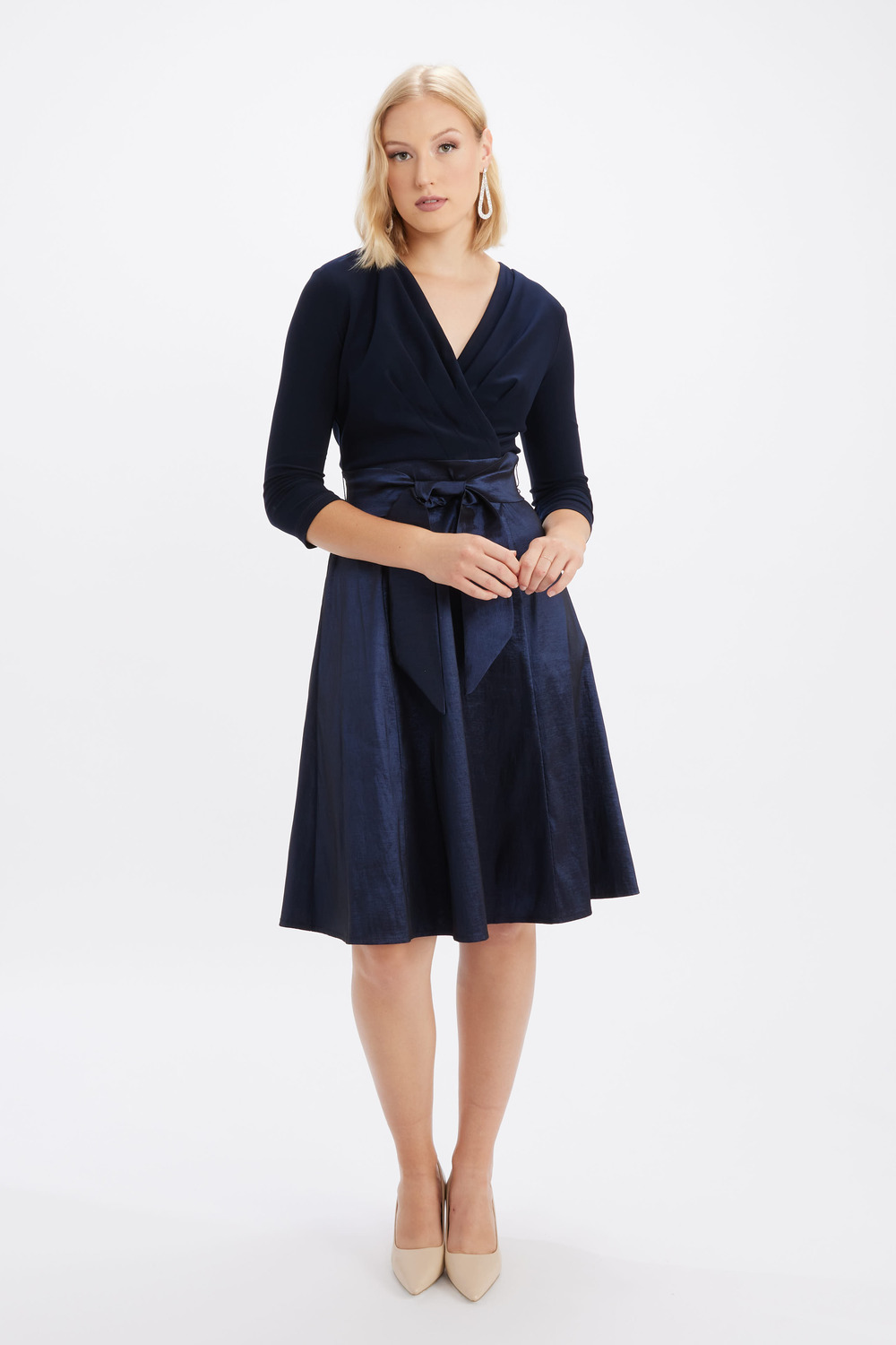 Solid & Taffeta Dress Style 233739. Midnight Blue/navy