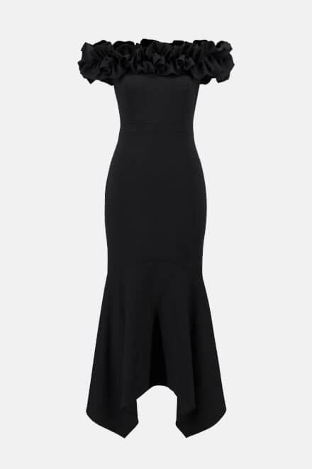 Ruffle Shoulder Dress Style 233741. Black. 6