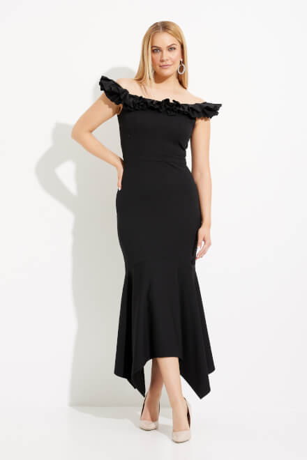 Ruffle Shoulder Dress Style 233741. Black. 5