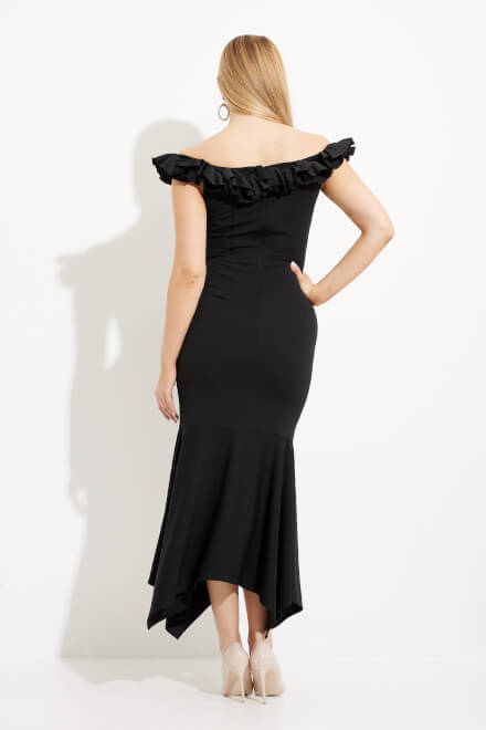 Ruffle Shoulder Dress Style 233741. Black. 2