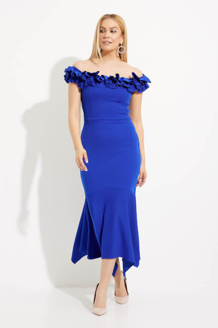 Ruffle Shoulder Dress Style 233741. Royal Sapphire 163. 2