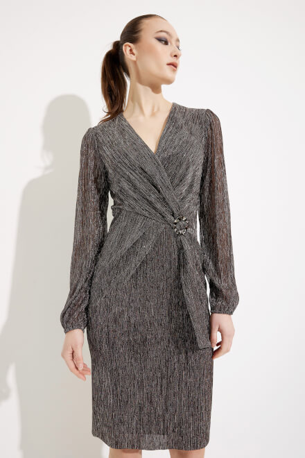 Shimmer Wrap Front Dress Style 233750. Black/rose Gold. 3