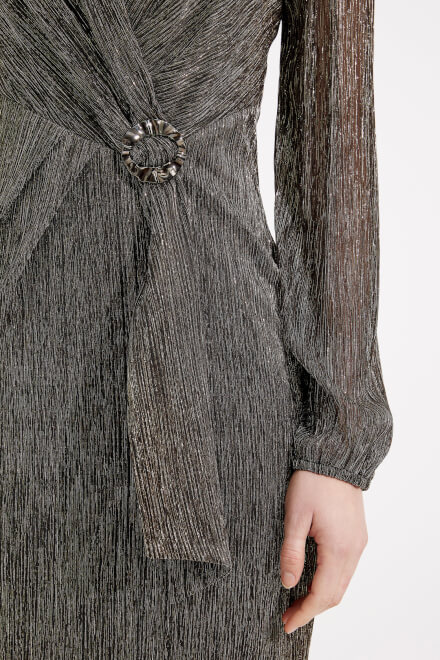 Shimmer Wrap Front Dress Style 233750. Black/rose Gold. 4