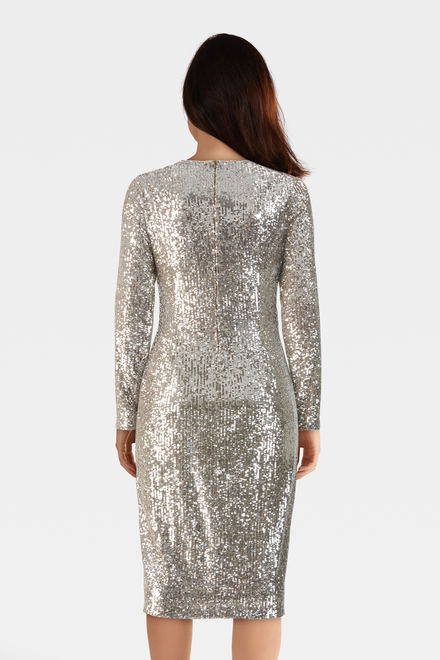 Shimmer Wrap Front Dress Style 233751. Latte/silver. 2