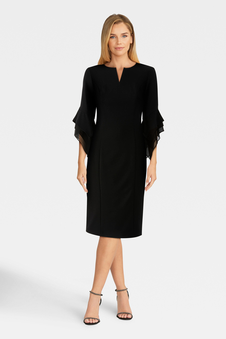 Sheer Sleeve Dress Style 233771. Black