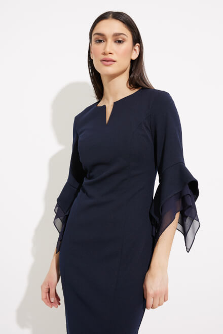 Sheer Sleeve Dress Style 233771. Midnight Blue. 3