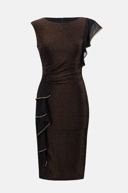 Ruffle Shimmer Dress Style 233775. Black/gold. 6