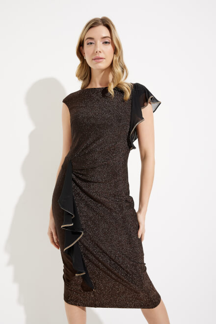 Ruffle Shimmer Dress Style 233775. Black/gold. 3