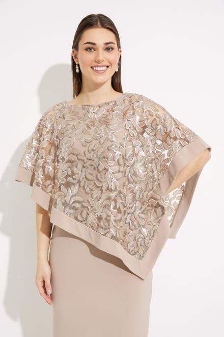 Lace Detail Overlay Dress Style 233777. Latte. 3