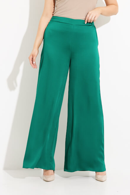 Wide Leg Satin Pants Style 233785. True Emerald