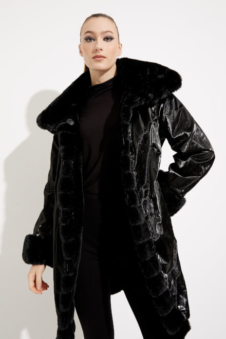 Faux Fur Coat Style 233900. Black