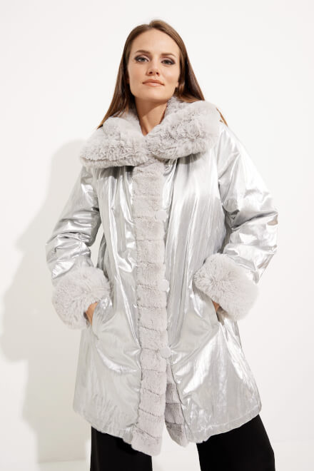 Faux Fur Coat Style 233900. Silver