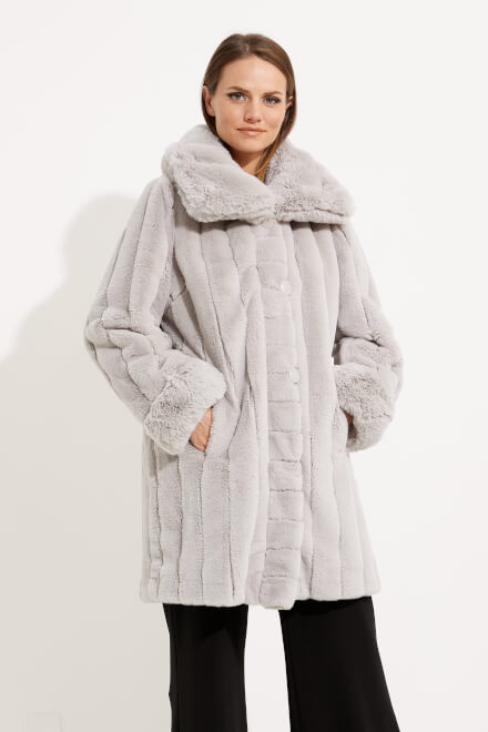 Faux Fur Coat Style 233900. Silver. 3