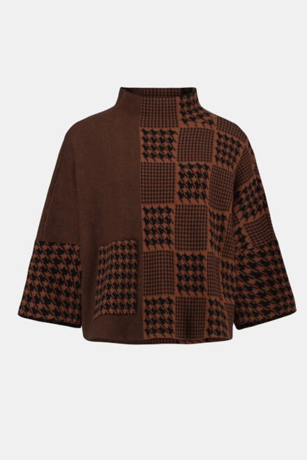 Houndstooth &amp; Patchwork Sweater Style 233903. Black/toffee. 6
