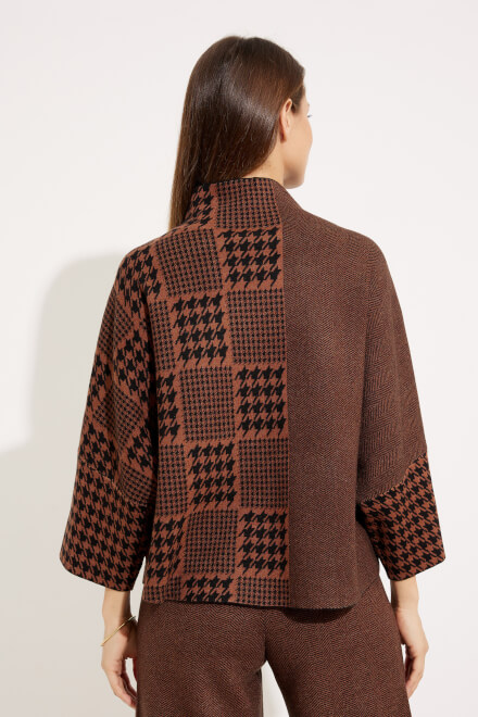 Houndstooth &amp; Patchwork Sweater Style 233903. Black/toffee. 2