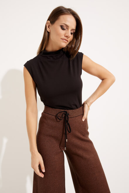 Cropped Wide Leg Pants Style 233904. Black/toffee. 3