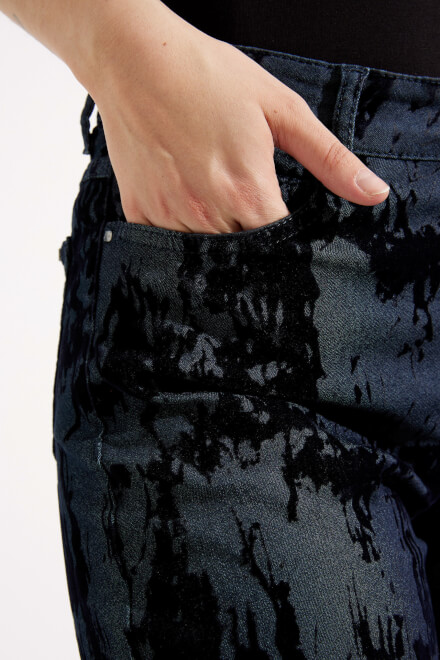 Printed Detail Pants Style 233918. Dark Blue. 4
