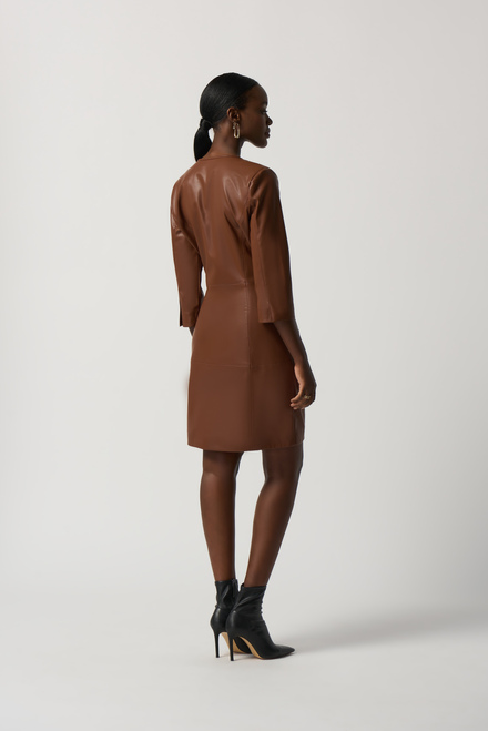 Faux Leather Zip-Up Dress Style 233920. Toffee. 4