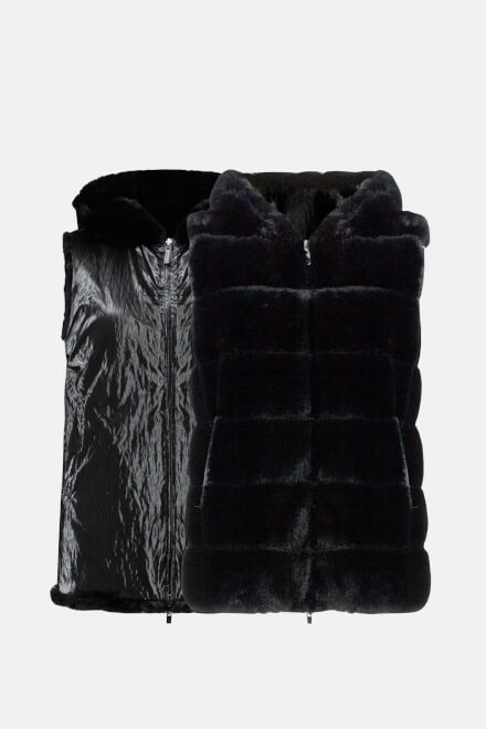 Faux Fur Puffer Vest Style 233921. Black. 7