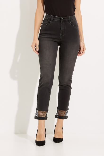 Fishnet Cuff Jeans Style 233933. Charcoal Grey. 2