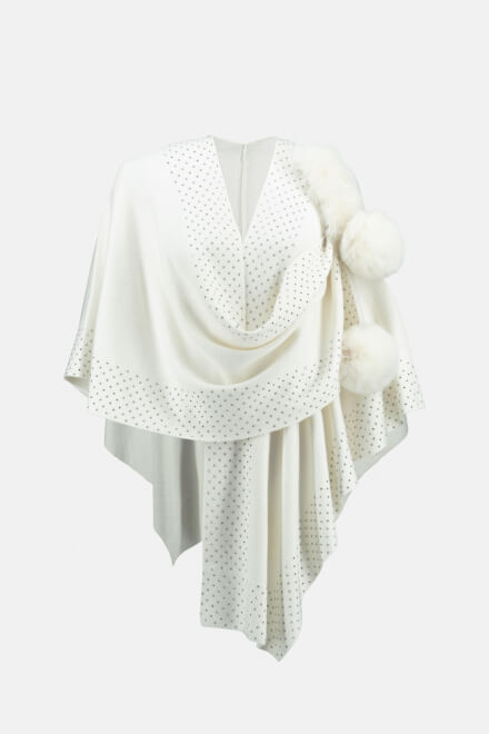 Faux Fur &amp; Glitter Poncho Style 233939. Winter White. 6