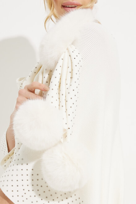 Faux Fur &amp; Glitter Poncho Style 233939. Winter White. 4