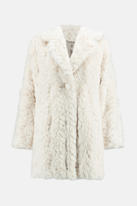 Faux Fur Coat Style 233942. Cream. 6