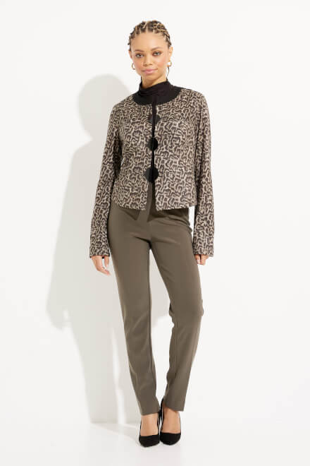 Leopard Print Rounded Collar Jacket Style 233953. Black/beige. 5