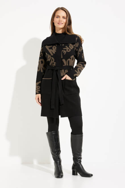 Graphic Print Belted Coat Style 233960. Black/avocado. 5