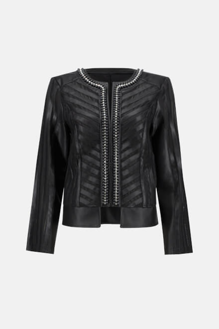 Studded Collarless Jacket Style 233962. Black. 6