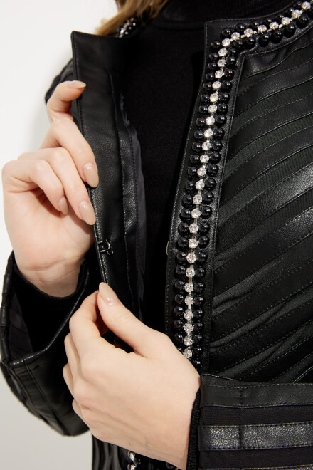 Studded Collarless Jacket Style 233962. Black. 4