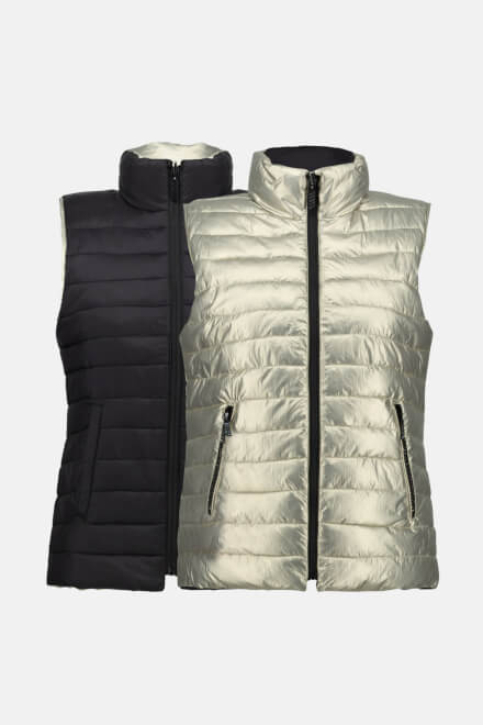 Zip-Up Puffer Vest Style 233966. Gold/black. 6