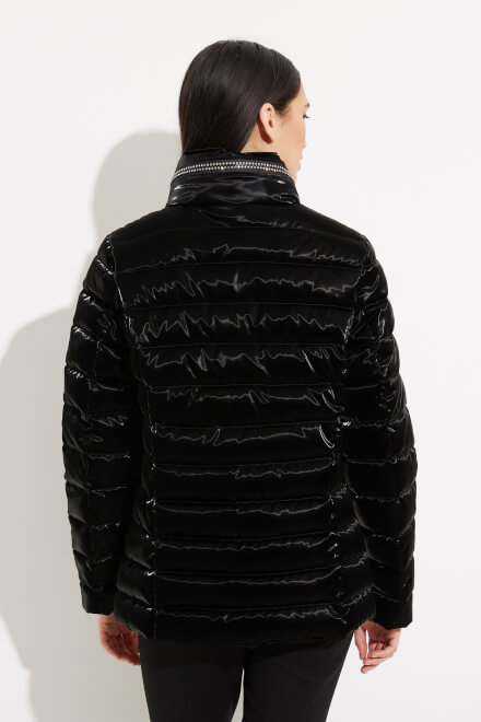 Satin Puffer Coat Style 233967. Black. 2