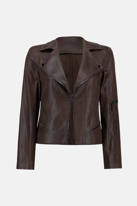 Faux Leather Moto Jacket Style 233969. Mocha. 6