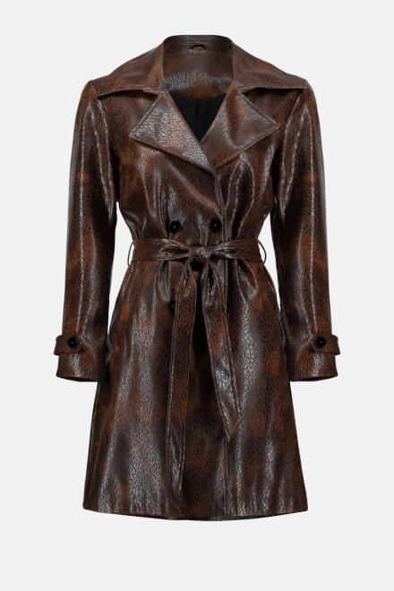 Faux Leather Coat Style 233973. Brown. 6