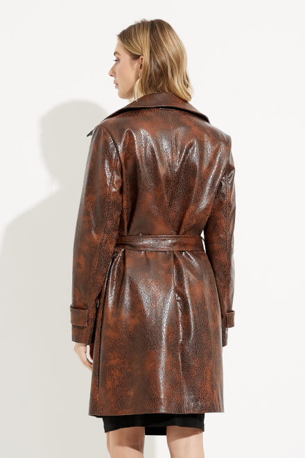 Faux Leather Coat Style 233973. Brown. 2