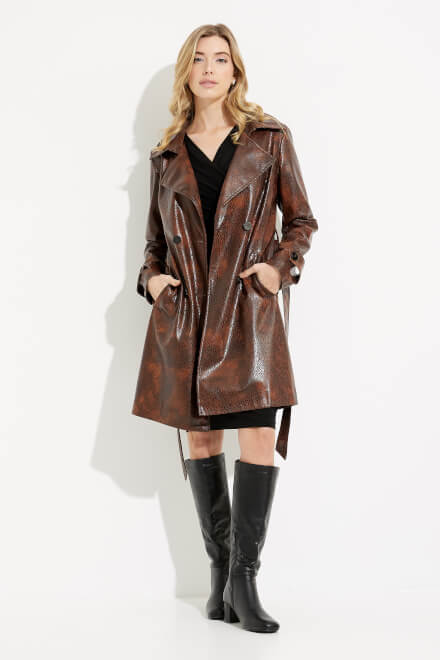Faux Leather Coat Style 233973. Brown. 5
