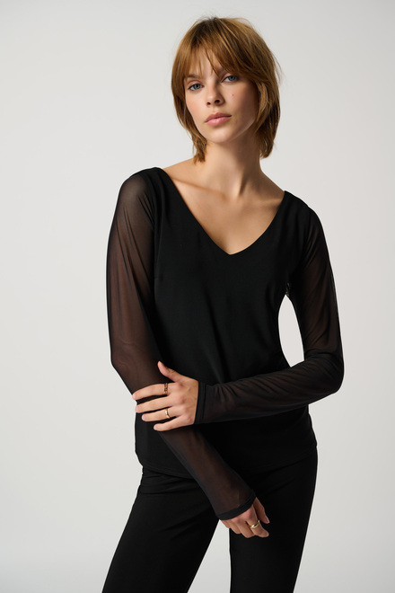 Mesh Long-Sleeved Cover-Up Style 233977. Black. 6