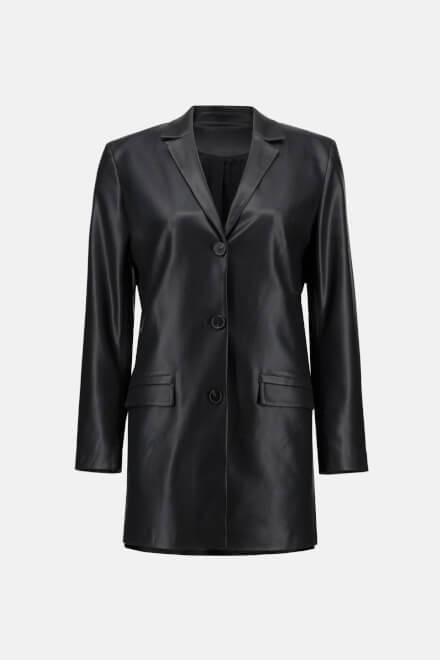 Faux Leather Blazer Style 233978. Black. 6