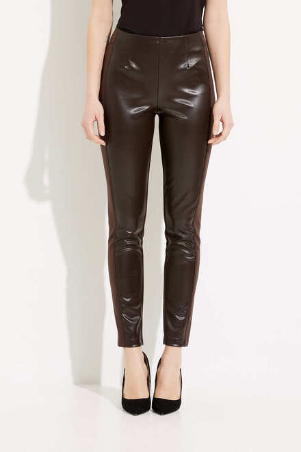 Joseph Ribkoff Faux Leather Pants Style 224055. Mocha. 2