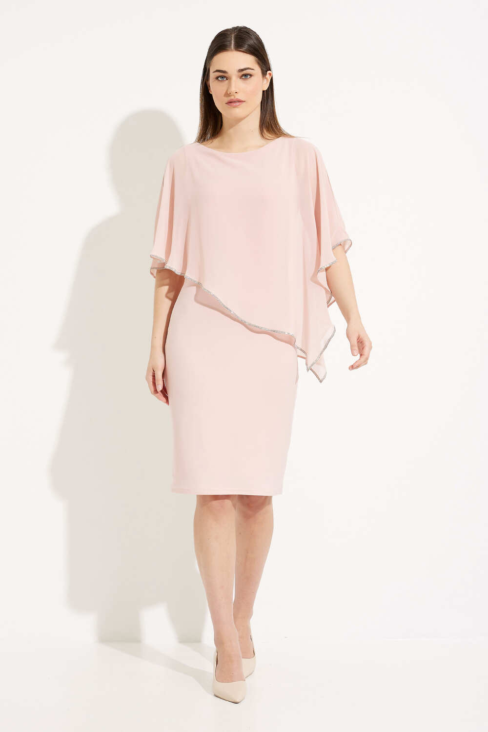 Dress with Asymmetric Hem Style 223762. Rose