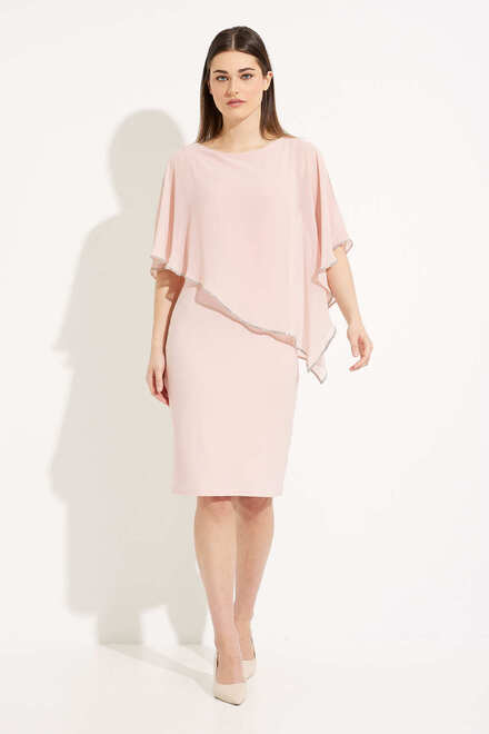 Joseph Ribkoff Chiffon Overlay Dress Style 223762. Rose