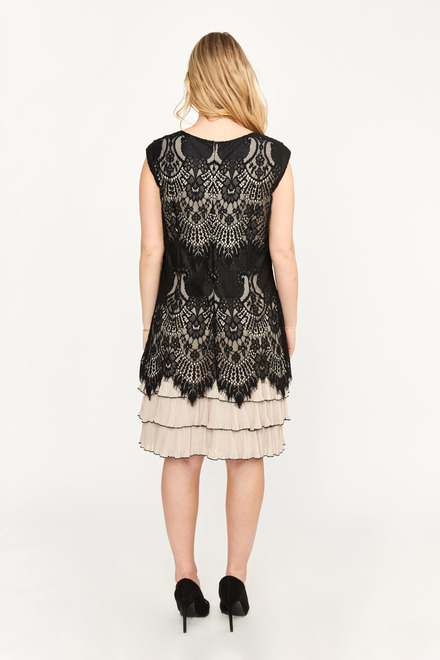 Lace Bodice Tiered Dress Style 189328. Black/nude. 2