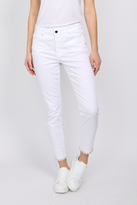 Beaded Cuff Jeans Style 190117U. White