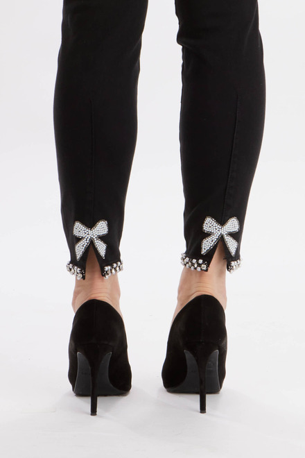 Bow Detail Denim Pants Style 191116U. Black. 3