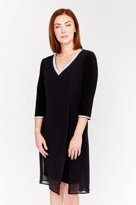 3/4 Sleeve Knit Dress Style 208003. Black