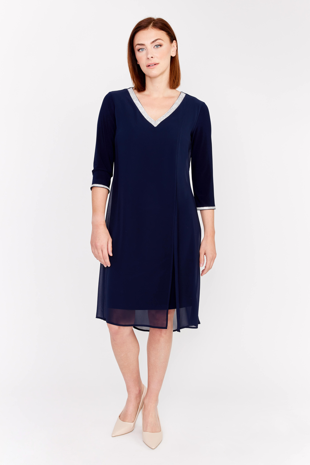 3/4 Sleeve Knit Dress Style 208003. Midnight